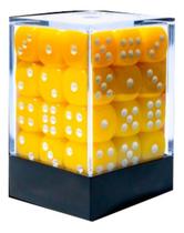 Dado Central Opaco Amarelo E Branco - 36 Dados D6 12mm