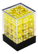 Dado Central Translúcido Amarelo E Branco - 36 Dados D6 12mm