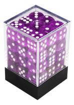 Dado Central Translúcido Violeta E Branco - 36 Dados D6 12mm