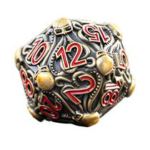 Dado Metálico D20 DNDWoW Polvo de Ouro Antigo Vermelho Dado Metálico D20 DNDWoW Polvo de Ouro Antigo Vermelho
