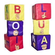 Dados de Alfabeto em Libras com 6 Dados Brinquedo Educativo Inclusivo em Espuma - LDM - 3 anos