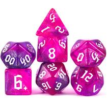 Dados de RPG - Conjunto 7 Dados Glitter - Rosa - Dragonborn