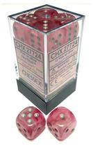 Dados Poliedricos Chessex Ghostly Glow Rosa/Prata - Conjunto com 12 D6