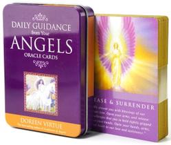 Daily Guidance From Your Angels Oracle Em lata Com Bordas Douradas Oráculo Orientação Diária De Seus Anjos Baralho De Ca