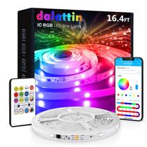 Dalattin LED Strip Lights IC+RGB, luzes LED 5050 para quarto, faça você mesmo várias cores em uma linha, luzes LED com controle remoto e de aplicativo, iluminação de faixa de LED que muda de cor, sincronização de música, presentes de Halloween, 16,4 pés