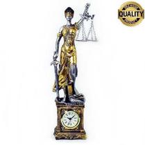 Dama Da Justiça Direito Têmis Resina - Com Relógio - 34cm