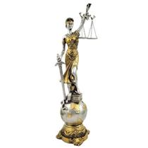 Dama Da Justiça Dourada Prata 21X26X19Cm Estátua Decorativa