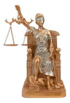 Dama Da Justiça Rosê Sentada 29Cm - Enfeite Resina Juiz