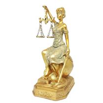 Dama Da Justiça Sentada Thêmis Decorativa Resina 18 cm Dourado Luxo