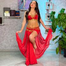Dança do Ventre Traje Bordado Completo Moedinhas- Pronta Entrega - TB-PE-5