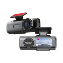 Dash Cam 4K com Lente Dupla, Visão Noturna, Wi-Fi e GPS - Gravação 24H