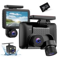 Dash Cam CHENSIVE 3 canais 2K+1080P+1440P com cartão SD de 32GB Dash Cam CHENSIVE 3 canais 2K+1080P+1440P com cartão SD de 32GB
