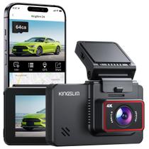 Dash Cam Kingslim 4K com cartão de 64 GB, câmera frontal/traseira do carro