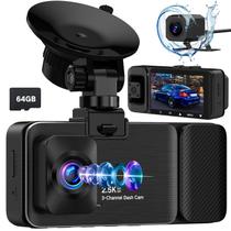 Dash Cam LECTRUS 3 canais 2.5K frontal e traseiro interno