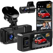 Dash Cam LECTRUS 4K de 3 canais, frontal, interior, traseiro, WiFi 64GB