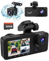 Dash Cam lensuge 3 canais 4K+1080P frontal e traseiro