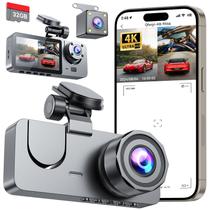 Dash Cam LITALARM 4K Full UHD frontal e traseira dentro de 3 canais