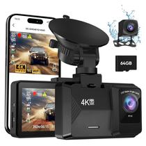 Dash Cam ORSKEY frontal e traseira 4K+1080P com WiFi 5GHz 256GB
