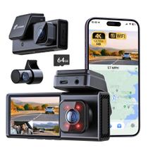 Dash Cam Pelsee P2 Trio 4K - GPS WiFi 3 Canais (Frontal/Traseiro/Interno)