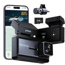 Dash Cam Pelsee P3 4K+1080P frontal e traseira com cartão SD de 64 GB