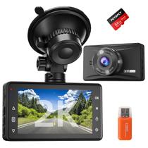 Dash Cam POYBPCY 2K Quad HD 1440P com cartão SD de 64 GB para carros