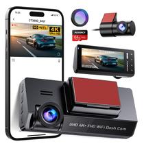 Dash Cam POYBPCY 4K+1080P WiFi frontal e traseiro com cartão SD de 64 GB