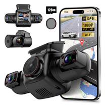 Dash Cam PRUVEEO, visão de 360 graus, 4 canais frontal/traseiro, interior Dash Cam PRUVEEO, visão de 360 graus, 4 canais frontal/traseiro, interior