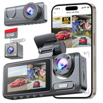 Dash Cam Veqotya de 3 canais 1080P WiFi com cartão de 32 GB e tela de 2,0" Dash Cam Veqotya de 3 canais 1080P WiFi com cartão de 32 GB e tela de 2,0"