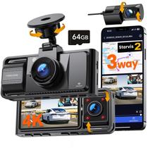 Dash Cam YEECORE 4K, GPS WiFi embutido de 3 canais com cartão de 64 GB Dash Cam YEECORE 4K, GPS WiFi embutido de 3 canais com cartão de 64 GB