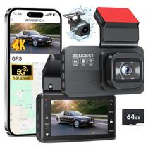 Dash Cam Zengest 4K+1080P FHD dupla frontal e traseira com GPS de 64 GB