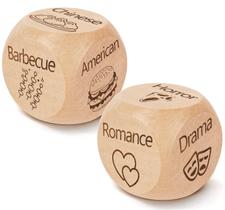 Date Night Food Movie Decision Dice JCHCAMRY Graved Wood