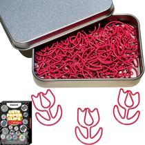 Daxtril 60 Unidades de Clips de Papel em Forma de Tulipa Rosa