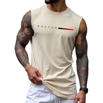 DCamiseta Regata Boston Camisa Cavada Algodão Premium Moda Oversized Academia Dia a Dia Casual