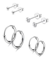De Brincos 4 Pares Tipo Piercing Cartilagem Bolinha,