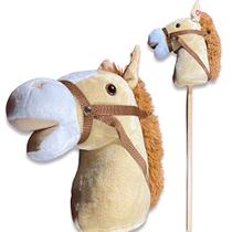 de cavalo de vara da natureza Cavalo de hobby artesanal de pelúcia fornece diversão para crianças e pré-escolares Handsewn Head, Sturdy Wood Stick, Plus Neighing & Clip-Clop Sounds - Nature Bound
