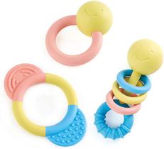 de coleta hape rattle e dentes Conjunto de chocalho e dentição de 3 peças para bebês, cores macias