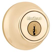 Deadbolt Lock Kwikset 660 em latão polido para porta de entrada frontal