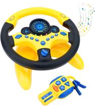 deAO Kids Volante para banco traseiro Pretend dirigindo simulado dirigindo brinquedo de volante com presentes leves e musicais para crianças (amarelo)