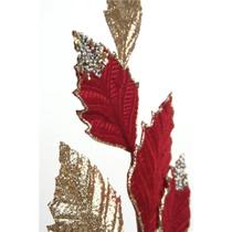 Dec galhos grande/folhas/glitter vrm/cha 72cm () c/1 un