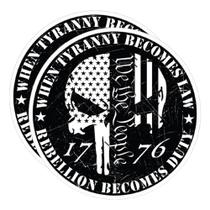 Decalque autocolante eDesign Tyranny Becomes Law Rebellion, pacote com 10 cm
