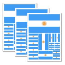 Decalque autocolante QQSD Argentina Flag, pacote com 3, 29,7 x 21 cm