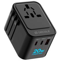 Decalque de adaptador de viagem universal com 2 USB-C (PC 20W) e 1 USB-A