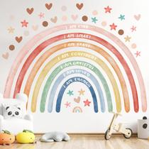 Decalque de parede CODOHI em aquarela arco-íris com citação inspiradora