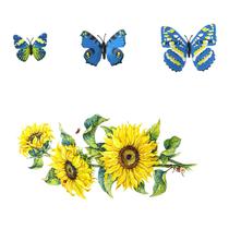 Decalque de parede de girassol e borboleta DIY para quarto sala de estar banheiro Decalque de parede de girassol e borboleta DIY para quarto sala de estar banheiro