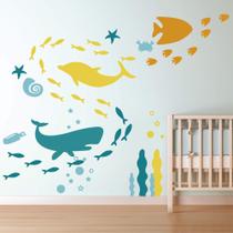 Decalque de parede GULIGULI Ocean Under The Sea Fish para quarto de crianças Decalque de parede GULIGULI Ocean Under The Sea Fish para quarto de crianças