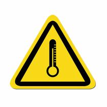 Decalque de vinil autoadesivo com sinal de aviso de temperatura 10x10cm Decalque de vinil autoadesivo com sinal de aviso de temperatura 10x10cm