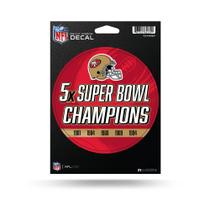 Decalque Rico Industries NFL San Francisco 49ers 5 vezes campeão do Super Bowl Decalque Rico Industries NFL San Francisco 49ers 5 vezes campeão do Super Bowl