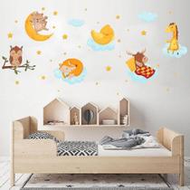 Decalques de decoração de casa desenhos animados animais dormem adesivo de parede quarto de bebê decalque de decoração de arte