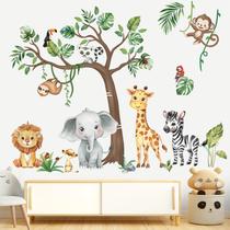 Decalques de parede decalmile Jungle Animals Tree 30x90cm 2 folhas Decalques de parede decalmile Jungle Animals Tree 30x90cm 2 folhas