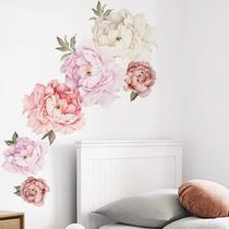 Decalques de parede Dosminer em aquarela e flores de peônia para quarto de meninas Decalques de parede Dosminer em aquarela e flores de peônia para quarto de meninas